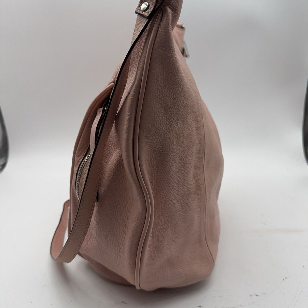 Zara Woman Salmon Leather Slouchy Boho Tote Bag - Picture 4 of 13
